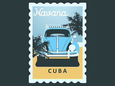 Havana, Cuba Postcard adobe illustrator art art direction artist artwork beach branding canada creative cuba design flat design graphic design illustration illustrator minimalist vector