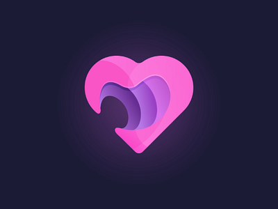 Love ♥️ abstract brand gradient heart logo love pink purple