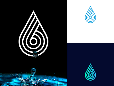 Water 6 brand icon line logo mark simple six symbol water