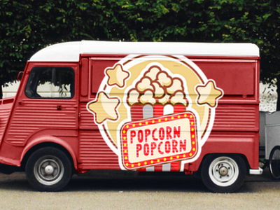 Popcorn foodtruck popcorn logo