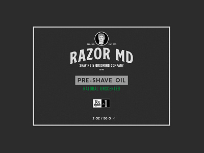 Razor MD Shaving & Grooming Co. Rx Series brand brand design brand identity branding design graphic design illustrator cc label label design