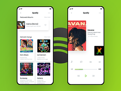 Spotify Theme Latino Urbano Music App mobile music app music player spotify ui ui design visual design