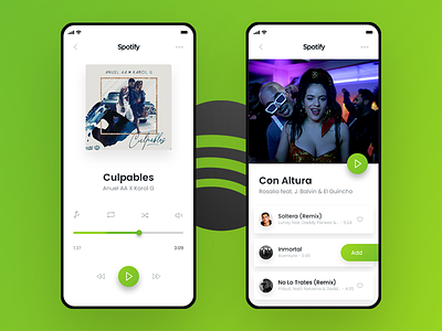 Spotify Theme Latino Urbano Music App mobile music app music player sketch spotify ui ui design visual design