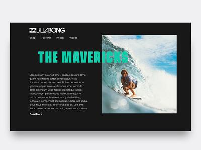 The Mavericks Article Page from Billabong desktop landing page sketch ui design visual design web design website website design