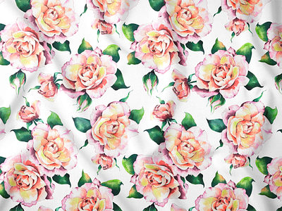 Watercolor seamless pattern with rose flowers. Perfect for