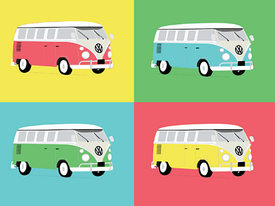 Flat illustration! volkswagen illustration caravan