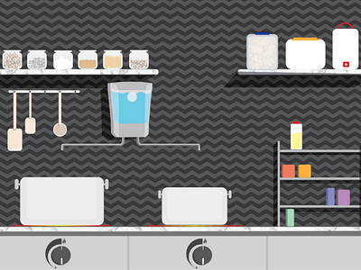 Kitchen setup illustration stopmotion bg