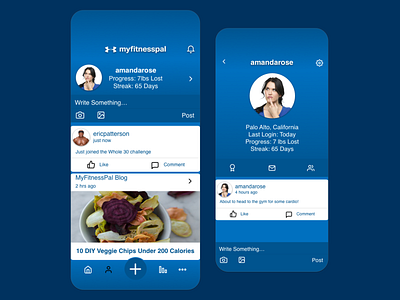 MyFitnessPal Mobile Social Concept mobile app mockup product design sketch app ui ux wireframe