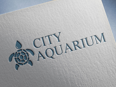 City Aquarium Logo aquarium blue city drop turtle water