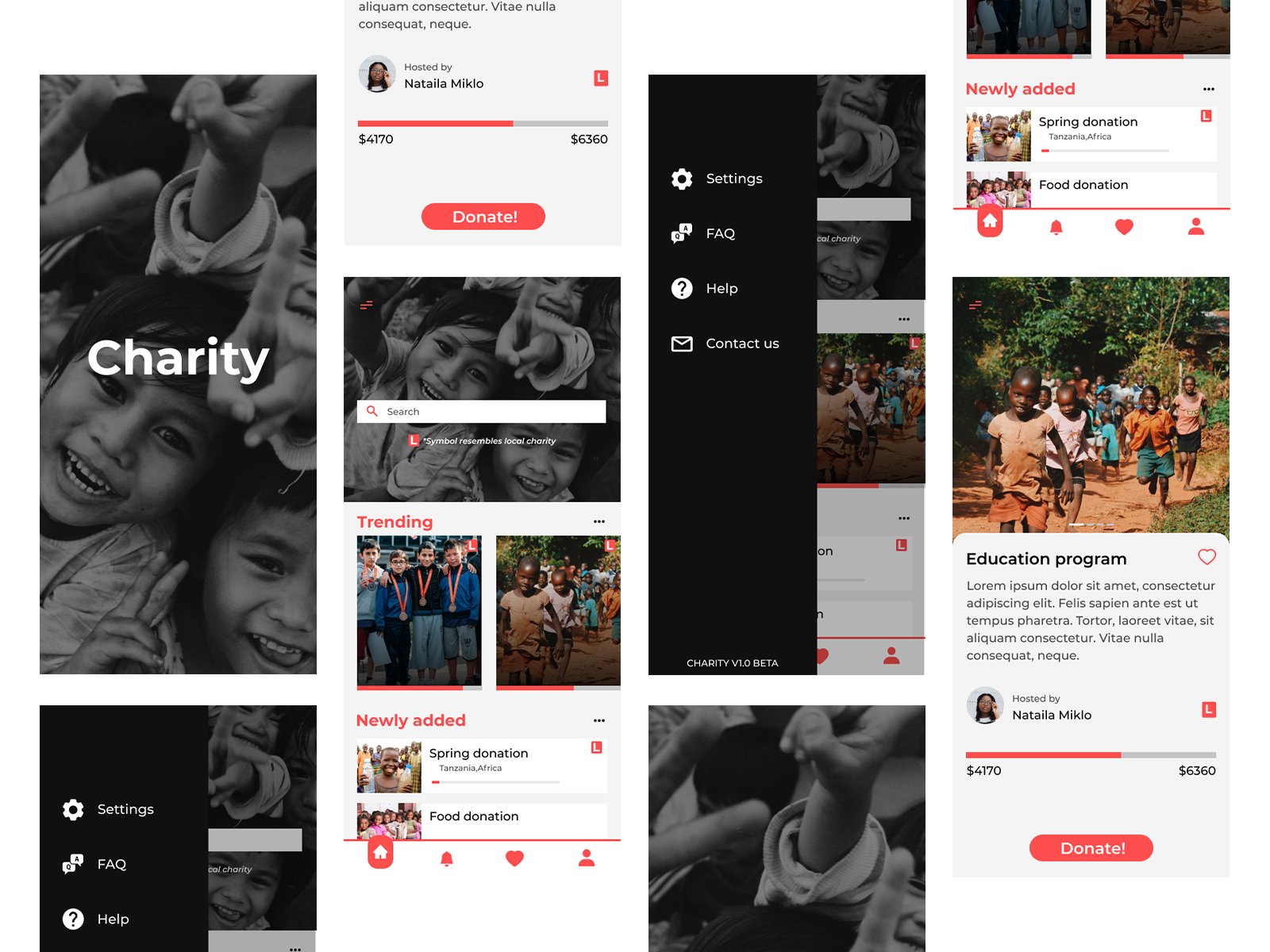 Charity app by Kraddy on Dribbble