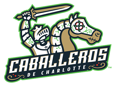 Caballeros de Charlotte - Primary Logo baseball branding copa illustration latino minor league baseball