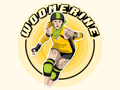 Roller Derby Girl action adobe illustrator badass cute fast girl portraits roller derby roller skating skating speed sports wheels yellow