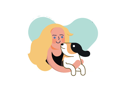 Girl and her dog friend! cute dog friends friendship fun illustration logo person puppy simple vector woman