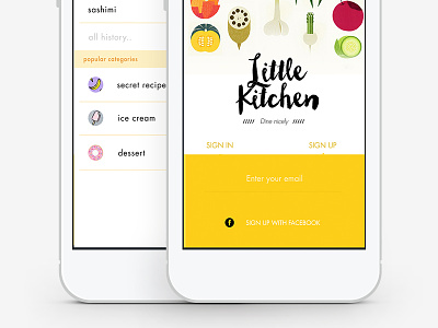 Little Kitchen App UI app cooking food iphone kitchen mobile ui yellow