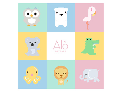 Alo Animal Character Design animals bear children education elephant flamingo kid kids koala lion octopus owl