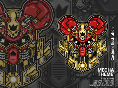 micky mouse robot anime artwork brand identity cartoon character cartooning design art design illustration development head mascot mask mecha robot sacred samurai t shirt design technology vector warner bros