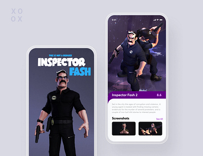 Inspector Fash branding design gaming landing page design minimal ui vector