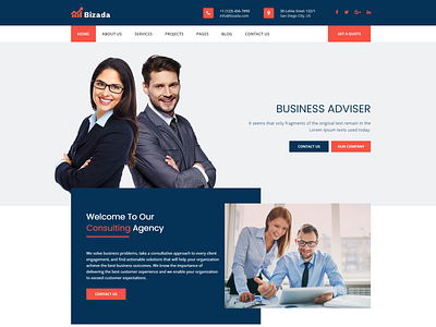 Bizada – Business Consulting HTML Template accountant adviser agency broker business coach company consultant consulting corporate finance financial insurance legal tax