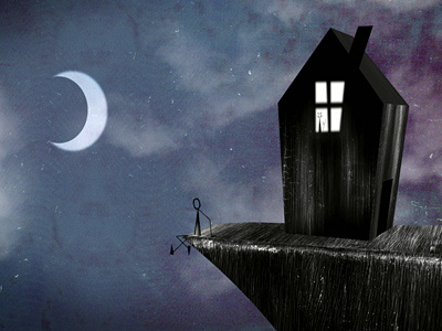 Haunted House 3 animation dark moon purple still texture