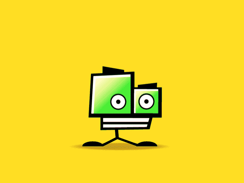 Collapsing Meanie character gif vectors