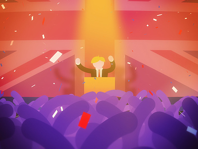 A Right Boris animation campaign confetti crowd flag frame illustration still uk