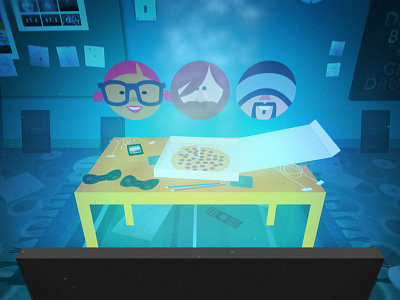 Students animation characters frame pizza students