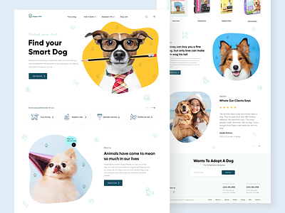 Pet Adoption Landing Page animal best design care dog dogs dribbble best shot ecommerce ecommerce design minimal clean design modern design pet care pets petshop popular design sajib top design trendy uiux web webdesign