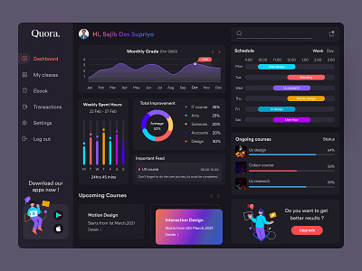 eLearning Platform Dashboard  (Dark Version)