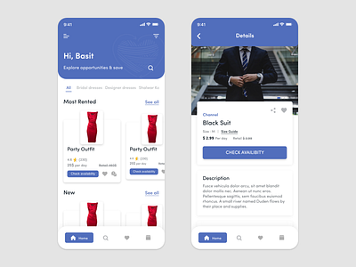 Clothing Rental App Concept design