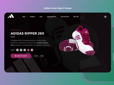 Adidas FrontPage UI Design 💯🚀 add to cart adidas adidas originals adobexd cart clean concept creative creative design dark dark app dark theme dark ui design idea illustraion shopping shopping app ui uiux