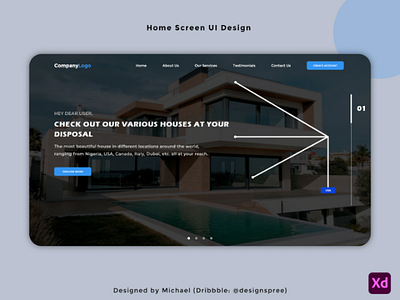 Real Estate - Home Screen UI Design company creative design dribbble home houses like logo order real estate realestate sale screen ui uiux website website design xd