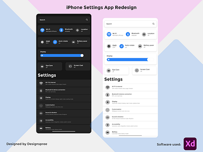 iPhone Settings App Design Concept 🔥💯🚀 adobe adobexd app concept creativity dark darkui design designer iphone light lightui product product design redesign settings uiux xd