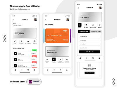 Finance App UI Design - Light mode adobe adobexd clean concept creative creative design design figma finance finance app financial idea logo ui uiux wallet wallet ui xd xd design xd ui kit