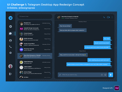 Telegram Desktop App Redesign Concept 🖥 adobexd app challenge chat chatting clean concept creative design desktop direct messaging figma idea illustration redesign sketch telegram ui uiux xd