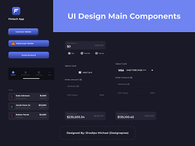 Web3 Fintech App - Components adobe xd blockchain blockchain technology component components concept creative design design sprint design system figma finance app fintech inspiration metaverse nft prototype technology uiux web3 components