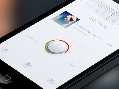 Radio App | Close Up app button clean design interface ios iphone minimal mobile music play radio radio app tune tuning ui userinterface ux volume