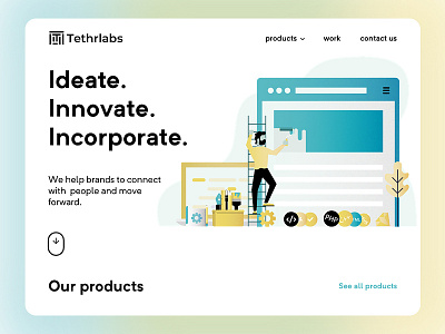 Tethrlabs dashboard design home page illustration landing page web design website