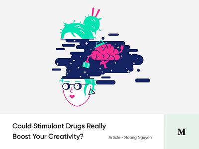 #Article 2 - Could Stimulant Drugs Really Boost Your Creativity? article blog cybrog illustration medium weed