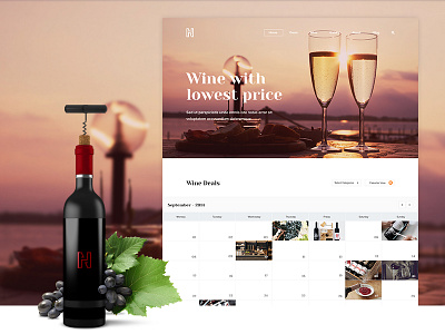 Wine Deals Site calendar clean clear deal event grape light listing ui ux web wine