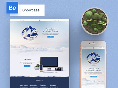 RockyThemes on Behance behance clean cloud homepage landingpage mountain redesign rock showcase theme ui website