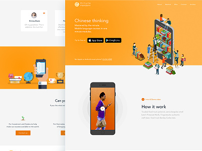 Minute Mandarin LandingPage app home illustration landing page language orange redesign website