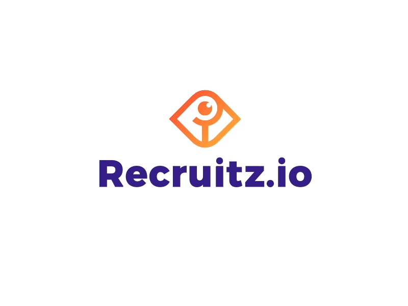 Recruitz Logo - Unused Concept bot brand eye gif identity logo mark orange robo symbol