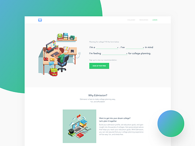 College Planning LandingPage blue college education green home illustration isometric landing page plan planning student website