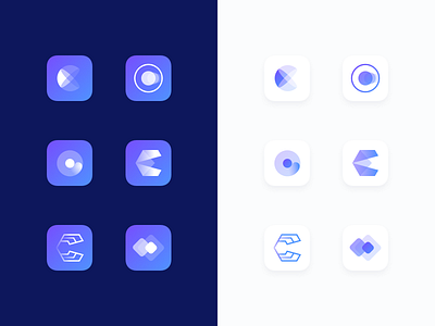 App Icon Explorations blue c coin dark gradient hitech icon light logo mark symbols