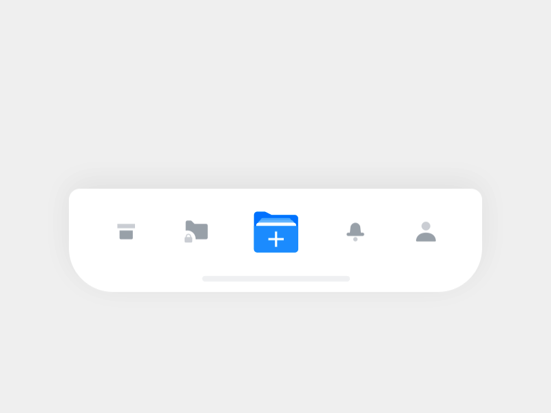 Create New Document Tab Bar add animation button create document interaction iphone x mobile office tab bar