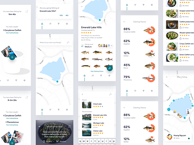 Fishing Application Concept catching chance cooking fish fishing iphone x lake location nearby recipes