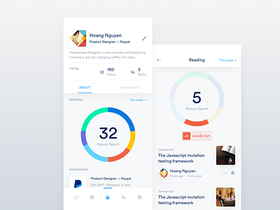 Reading Profile about app clean highlights minimalism piechart profile reading simple