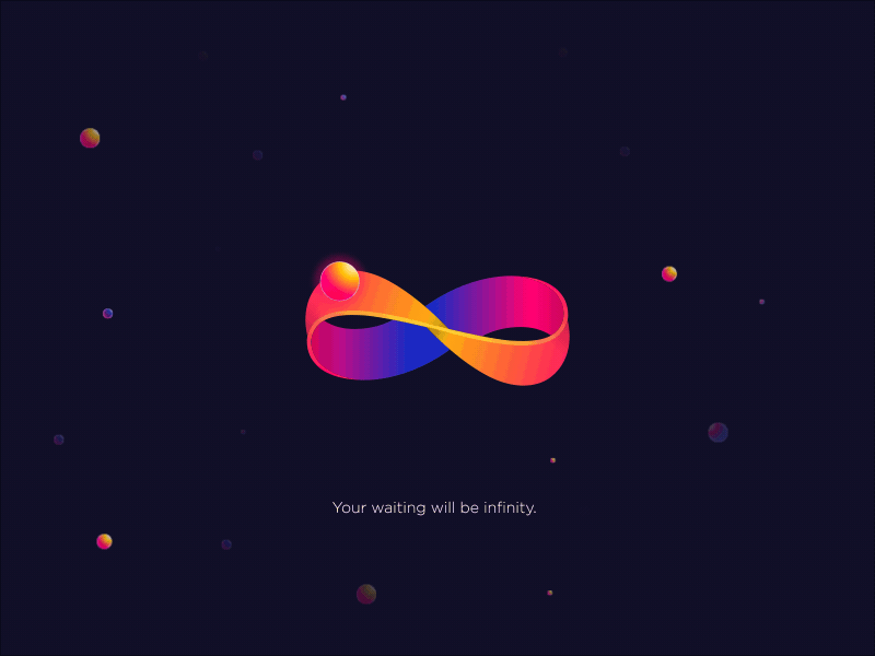 Loading in Infinity bubble colorful gradient icon infinity loading orange purple red