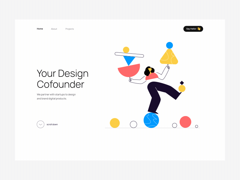 Balance Hero Exploration animation balance cofounder color dot hero landingpage modern studio website