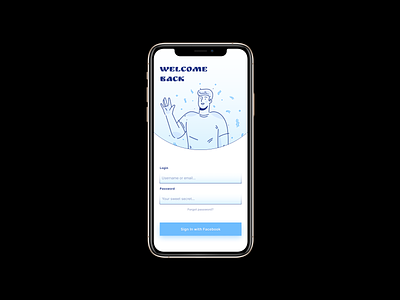 Sign in / Login - App Daily UI Challange - Day One app blue dailyui day1 form illustration log in login minimal mobile signin signing simple ui uichallange uiux ux welcome